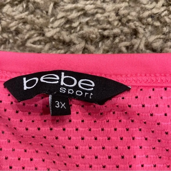 BEBE Sport Hot Pink Mesh Jersey Short Sleeve Hip Hop Street Size 3X Loose Baggy - Picture 4 of 12